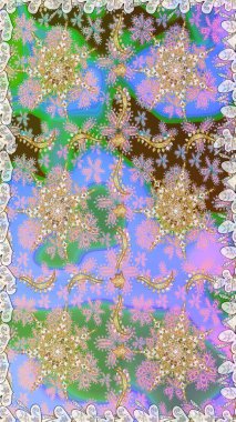 Tarafsız ve mavi renklerde altın elementli pürüzsüz desen. Şam tasarım için kusursuz desen.