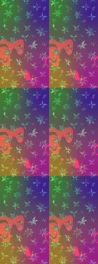 Raster illüstrasyonu. Düz Çiçek Elementleri Tasarımı. Renkli Bahar Teması eskiz kalıbı. Chichi 'nin kumaş kalıbını çiz. Çiçek deseni.