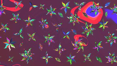 Kahverengi ve mor renkli etnik çiçekli zarif eskiz deseni. Asya Tekstil 'inde Raster Çiçek İllüstrasyonu.