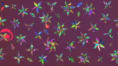 Çiçekli karalama şeklinde Raster çiçek deseni. Yumuşak, yaz çiçekleri kahverengi ve mor renklerde. Raster illüstrasyonu.