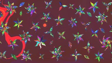 Kahverengi ve yeşil renkli çiçekler. Küçük çiçekte sevimli çiçek deseni var..