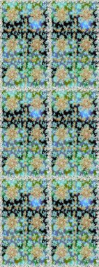 El yapımı dekoratif çerçeve, albüm kapağı, tebrik kartı, klasik Art deco tarzı. Raster soyut çiçek çelengi altın karalama fantezi yaprakları ve tarafsız ve mavi renkte çiçek.