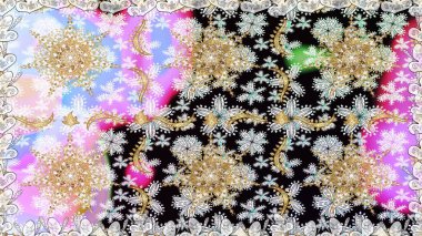 Raster geleneksel oryantasyon süsü. Tarafsız ve altın elementli siyah renklerde altın desen. Kusursuz klasik altın desen.