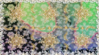 Klasik çiçek dokusu. Altın şablon. Kusursuz desenli altın elementler. Tarafsız ve gri renklerin kraliyet retro 'su. Raster illüstrasyonu. Kart, duvar kağıdı, ambalaj, tekstil için klasik tasarım.