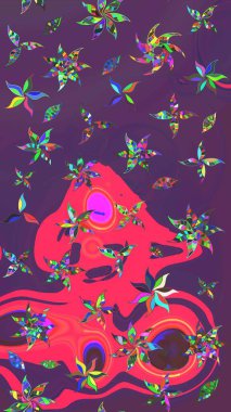 Vadinin çiçekleri mor ve pembe renklerde. Raster çiçek desenleri çiziyor..