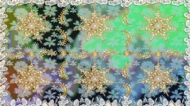 Noel altın kar tanesi kusursuz desen. Kış kar dokusu duvar kağıdı. Sembol bayramı, yeni yıl kutlamaları, altın desenler. Tarafsız ve gri renklerde altın kar taneleri.