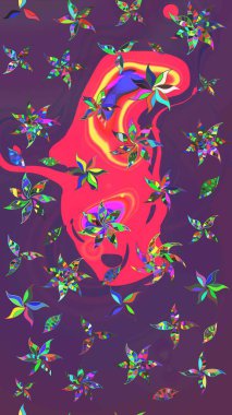 Mor çizim deseni suluboya şeklinde pembe çiçekler, tasarım unsurları. Düzenlenebilir. Düğün davetiyeleri için çiçek deseni, tebrik kartları, hatıra defteri, baskı, hediye paketi, imalat.