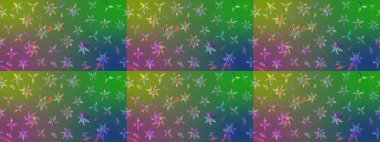 Raster illüstrasyonundaki çiçek desenli çizim. Düz Çiçek Elementleri Tasarımı. Renkli Yaz Temalı eskiz kalıbı. Yeşil ve mavi renkte çiçekler.