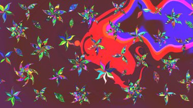 Raster illüstrasyonundaki çiçek desenli çizim. Renkli Bahar Teması eskiz kalıbı. Güzel kumaş deseni. Düz Çiçek Elementleri Tasarımı.