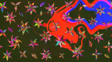 Düz Çiçek Elementleri Tasarımı. Gri ve yeşil renklerde zarif çiçek buketi suluboya. Renkli Bahar Teması eskiz kalıbı. Raster illüstrasyonu.