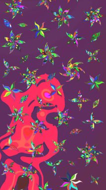 Raster Moda kumaş deseni. Şirin çiçekler. Çizgi çizimi deseni.