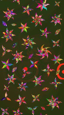 Tropik çiçek desenleri. Yeşil ve gri renkli çiçekler. Raster illüstrasyonu.