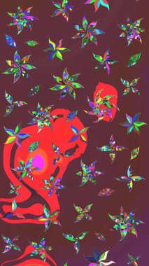 Raster illüstrasyonu. Küçük çaplı çiçeklerdeki basit şirin desenler. Tekstil veya kitap kapakları, imalat, duvar kağıtları, baskı, hediye paketi ve yapıştırma kitabı için çiçek eskiz geçmişi.