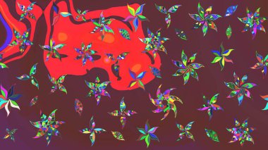 Motley illüstrasyonu. Küçük çiçekte güzel bir desen. Moda baskıları için zarif bir şablon. Küçük renkli çiçekler. Çiçekli bahar çiçekleri.