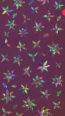 Çizim çiçek deseni duvar kâğıdı olarak kullanılabilir. Kahverengi ve mor renkli çiçekler. Raster illüstrasyonu.