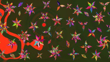 Yeşil ve gri renkli çiçekler. Tekstil ve kapak tasarımı için mükemmel. Doodle tarzı. Elle çizilmiş sonbahar çiçeği deseni. Renkli yeşil ve gri çizim deseni.