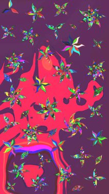 Modern, mor ve pembe raster arka plan duvar kâğıdı çizgileri, desenli desenli desenli çiçekler, çiçekli süslemeler. Çiçekli el çizimi çizimi deseni.