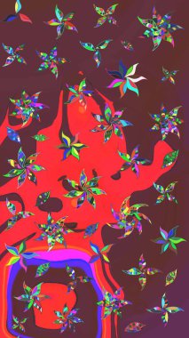 Kahverengi ve kırmızı renklerde. Çiçekli güzel suluboya desen. Raster illüstrasyonu.