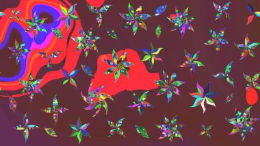 Çiçekli eskiz arkaplanı. Çocuk stili. Düz Çiçek Elementleri Tasarımı. Renkli Bahar Teması çizim şablonu.