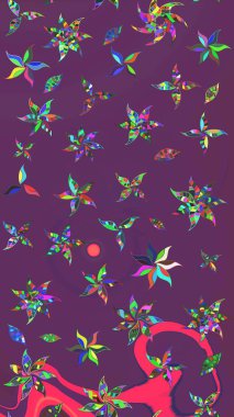 Çiçekli el çizimi çizimi deseni. Modern gelişim mor ve yeşil raster arkaplan duvar kağıdı resimleme klasik çizgili iz sürme desenli çiçekler, çiçekli süsler.