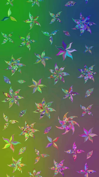 Yeşil ve mavi renkte çiçekler. Yumuşak, yaz çiçekli arka plan. Raster çiçek desenli ve çiçekli..