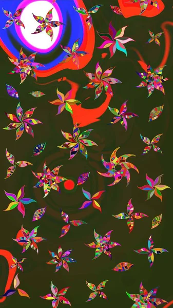 Klasik çiçek tasarımı elementleri. Raster illüstrasyonu. Gri ve yeşil kıvırcık çiçekler Gri ve yeşil renklerde.