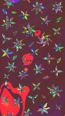 Şirin çiçek elementleri. Taslak desenli, modaya uygun kumaş deseni. Renkli Bahar Teması eskiz kalıbı. Düz Çiçek Elementleri Tasarımı. Raster illüstrasyonu.