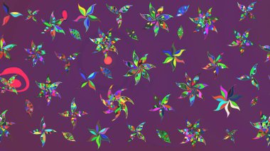 Mor ve yeşil renkte çiçekler olan çiçek deseni çiz. Suluboya tarzında mor ve yeşil renkte çiçekler.