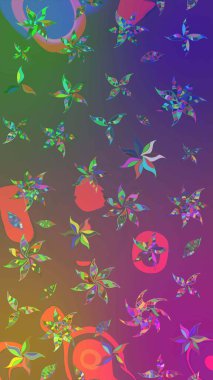 Mor ve yeşil renklerde parlak çiçekli halı deseni..