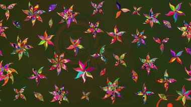 Küçük renkli çiçekler. Çiçekli bahar çiçekleri. Robot resim. Motley illüstrasyonu. Moda baskıları için zarif bir şablon. Küçük çiçekte şirin desenler.