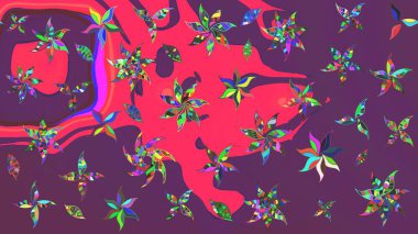 Millefleur 'lar. Tekstil, kumaş, kapaklar, duvar kağıtları, baskı, naylon, koleksiyon defteri, örgü, dekupaj için güzel bir eskiz. Küçük mor ve pembe renkte güzel bir besin torbası deseni, çiçekler..