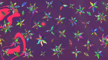 Raster deseni. Bahar çiçekleri dallı desen, mor ve mor renkler çiçekli siluet.