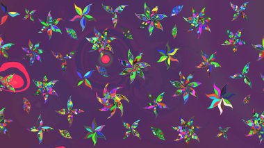 Mor ve mor renkli çiçekler. Raster illüstrasyonu. Robot resim. Şirin çiçek elementleri..