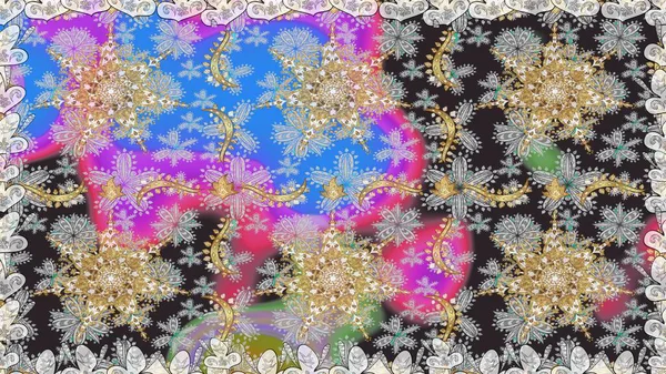 Noel, kar tanesi, yeni yıl 2019. Gri ve nötr renklerde altın elementlerle kusursuz klasik desen.