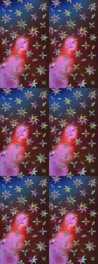 Raster illüstrasyonu. Şirin karalamalı çiçek desenli çizim. El yapımı çiçek ve bitki koleksiyonu. Eskiz tarzı kahverengi ve mor renkte. Raster illüstrasyonu.