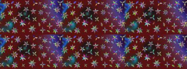 Çizim kalıbı. Çiçek duvar kağıdı. Raster illüstrasyonu. Kahverengi ve kırmızı renklerde. Renkli süs kenarı. Hint süsü..