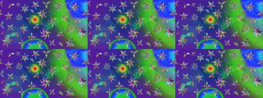 Renkli Bahar Teması eskiz kalıbı. Düz Çiçek Elementleri Tasarımı. Süslü kumaş deseni. Raster illüstrasyonunda çiçek deseni çizimi.