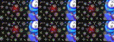 Üzerinde gelincikler ve vadi zambakları olan renkli çiçek desenli nakış deseni. Tekstil tasarımı için gri ve mavi renkli geleneksel halk çiçekleri..