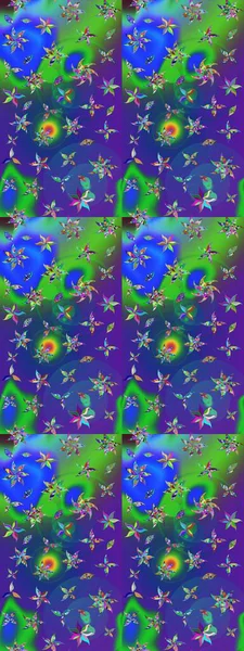 Düz Çiçek Elementleri Tasarımı. Şirin çiçek elementleri. Renkli Bahar Teması eskiz kalıbı. Taslak desenli, modaya uygun kumaş deseni. Raster illüstrasyonu.