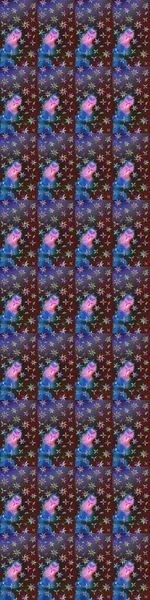 Mor ve mavi renkte etnik çiçeklerle süslenmiş zarif bir eskiz şekli. Raster Çiçek İllüstrasyon Şirin Tekstil.