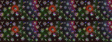 Raster illüstrasyonu. Çiçek süslemeli çizim deseni. Gri ve kahverengi renkte çiçekler.