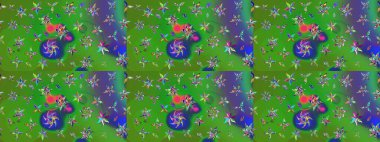 Çiçekli, yapraklı, çiçek desenli eskiz. Raster illüstrasyonu. El çizimi.