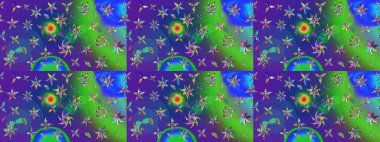 Renkli Bahar Teması eskiz kalıbı. Düz Çiçek Elementleri Tasarımı. Süslü kumaş deseni. Raster illüstrasyonunda çiçek deseni çizimi.