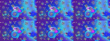 Renkli Bahar Teması eskiz kalıbı. Güzel çiçek deseni. Düz Çiçek Elementleri Tasarımı. Mavi ve mor renkte çiçekler.