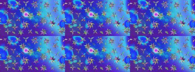 Raster illüstrasyonu. Küçük çaplı çiçeklerdeki basit şirin desenler. Tekstil veya kitap kapakları, imalat, duvar kağıtları, baskı, hediye paketi ve yapıştırma kitabı için çiçek eskiz geçmişi.