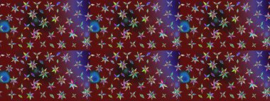 Kırmızı ve kahverengi renkte çiçekler. Raster illüstrasyonu. Şirin çiçek elementleri. Çizim.