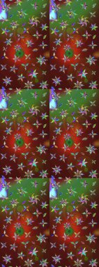 Karalama çiçekleri çizim kalıbı. Raster deseni. Sanat esinlenir, yeşillendirir, çiçek açar ve arka plan bırakır. Kahverengi ve yeşil el çizimi desen.