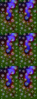 Çiçekli karalama şeklinde Raster çiçek deseni. Nazik, sevimli çiçek arkaplanı. Yeşil ve kahverengi renkte çiçekler.