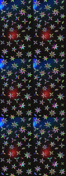 Raster Floral Illustration, Asyalı tekstil. Gri ve mavi renkli etnik çiçeklerle zarif bir eskiz deseni..