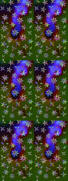 Çiçekli karalama şeklinde Raster çiçek deseni. Nazik, sevimli çiçek arkaplanı. Yeşil ve kahverengi renkte çiçekler.